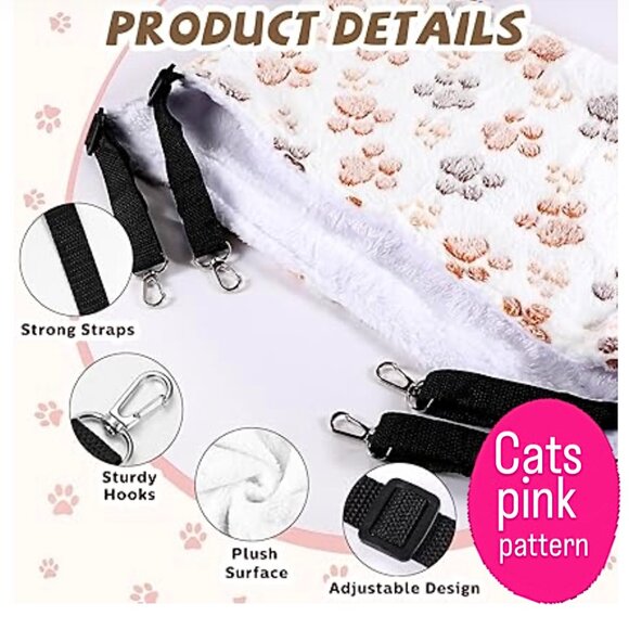 NWOT Pet Hammock * PINK CATS PRINT with straps BRAND NEW - Picture 7 of 11